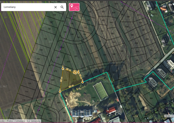 NA PREDAJ Pozemok určený pre IBV v obci Lemešany (1 677 m²)