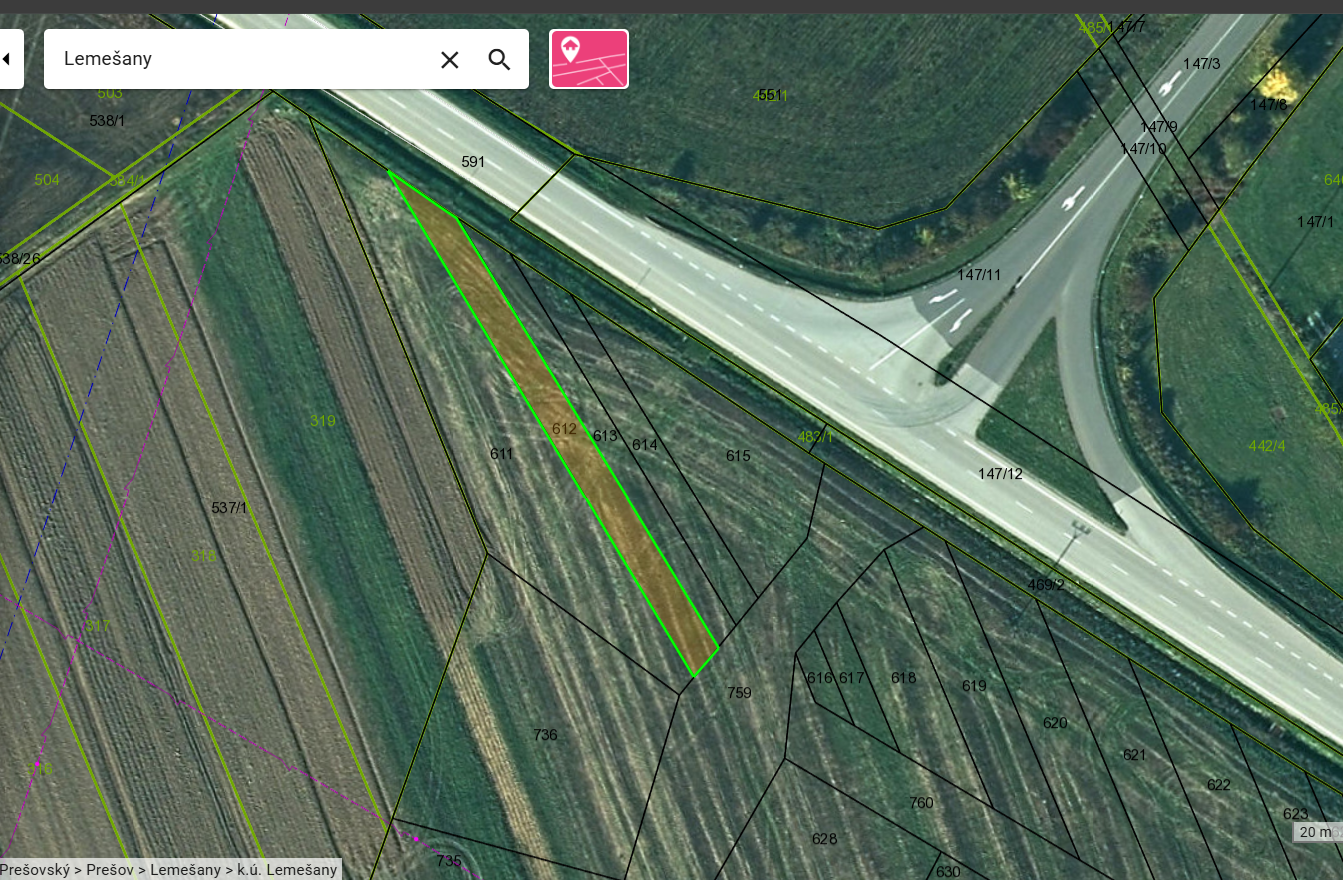 Pozemok v obci Lemešany - 478 m²